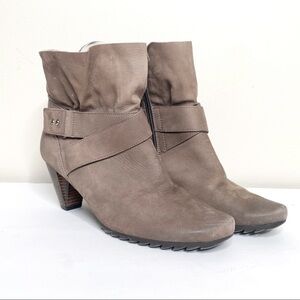 Paul Green Tan Heeled Ankle Booties Ruffle Grey